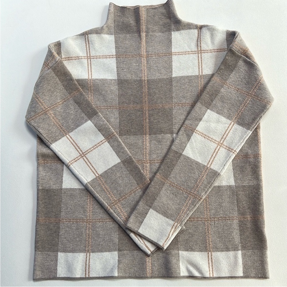 Rachel Zoe mockneck sweater grey/tan​​​​​